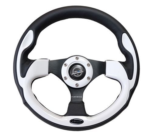 NRG Reinforced 320mm Steering Wheel Black White 3-Spoke RST-001WT