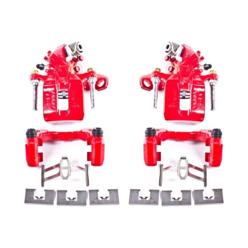 PowerStop S3298 Rear Brake Calipers Red w/ Brackets Honda Civic Acura CSX