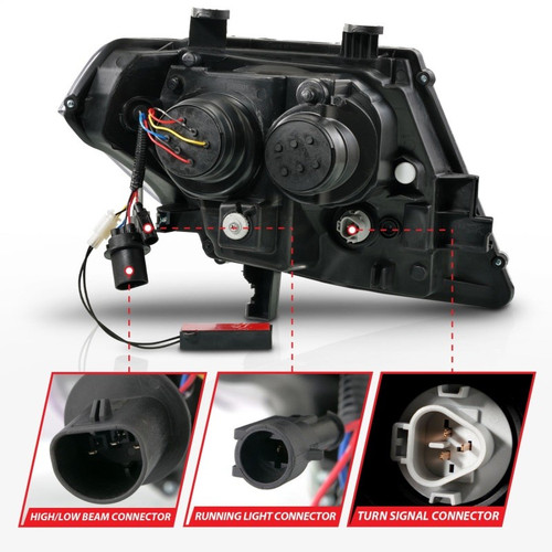ANZO Nissan Frontier 2009-2020 Black Projector Headlights Sequential LED DRL