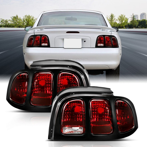 ANZO Ford Mustang 1994-1998 Tail Light Assembly Dark Red Lens Pair