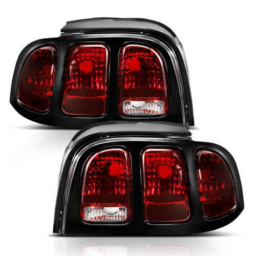 ANZO Ford Mustang 1994-1998 Tail Light Assembly Dark Red Lens Pair