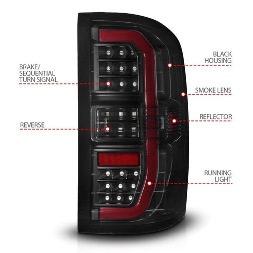 ANZO GMC Sierra 2014-2018 Full LED Taillights Smoke Lens Black Housing