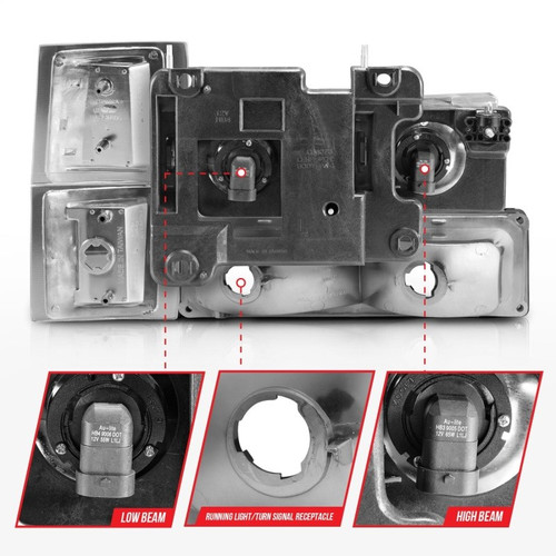 ANZO Crystal Headlights GMC R2500 C3500 1988-1991 Clear Black Pair Set