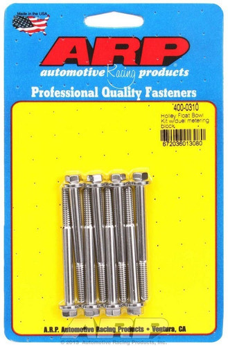 ARP Stainless Carburetor Float Bowl Bolts Holley Dual Metering Block Set of 8