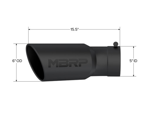 MBRP 6" Black Coated Exhaust Tip 5" Inlet Angled Rolled End Bolt-On Universal