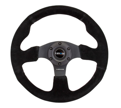 NRG 320mm Reinforced Suede Steering Wheel Black Stitch Racing Wheel RST-012S