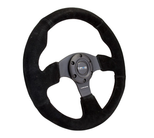 NRG 320mm Reinforced Suede Steering Wheel Black Stitch Racing Wheel RST-012S