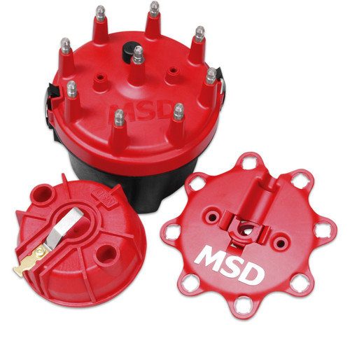MSD Ignition Cap-A-Dapt HEI Cap Rotor Kit Red Stainless Terminals
