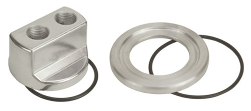 Derale Universal Oil Filter Adapter Bypass Kit 1-3/4" 2 in NPT Polished Aluminum
