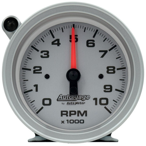 AutoMeter Tachometer Gauge 10,000 RPM 3.75in Pedestal Silver Dial Black Case