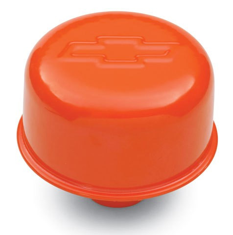 Proform Chevy Bowtie Push-In Breather Cap 1.22" Hole Orange Steel Round-P141-786