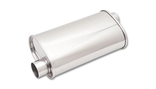 Vibrant 2.5in Oval Muffler 304 Stainless Steel StreetPower 15in Body Universal