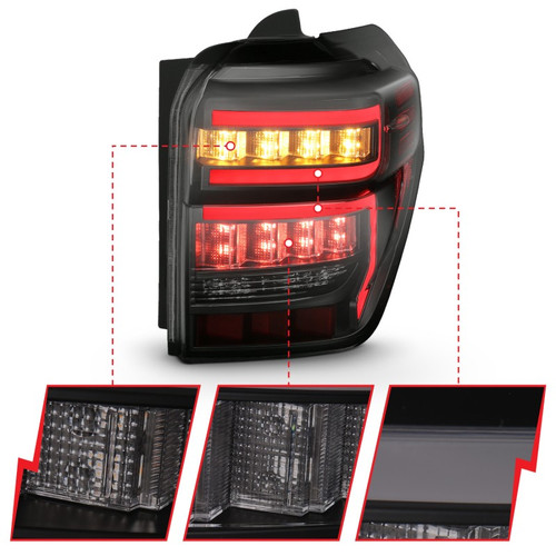 ANZO Tail Light Assembly Smoke Sequential Red for 2014-23 Toyota 4Runner Limited