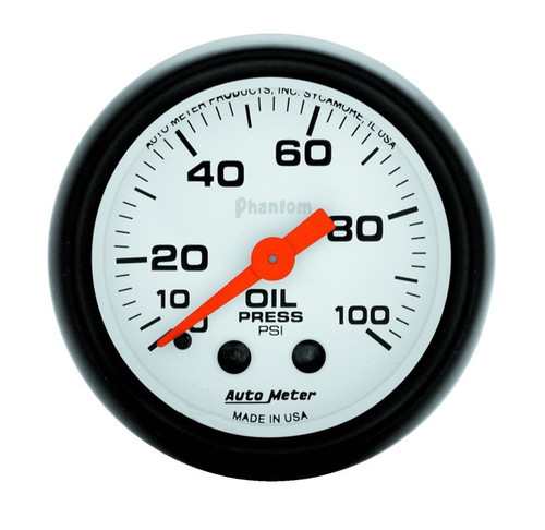 AutoMeter Phantom 52mm Mechanical Oil Pressure Gauge 0-100 PSI Vehicles