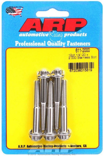 ARP Stainless Steel 1/4-20 x 2in 12-Point Bolt Kit Polished Set of 5