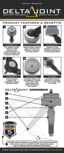 ICON Delta Joint Kit for Tacoma Tundra Titan XD GM 1500 Heavy-Duty Ball Joint