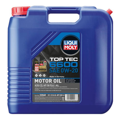LIQUI MOLY 20L Top Tec 6600 SAE 0W-20 Motor Oil Jaguar Models