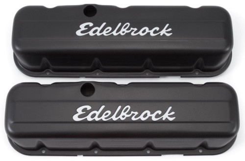 Edelbrock Tall Valve Covers Black for Chevy Big Block 396-454 BBC Steel Pair