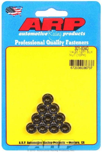 ARP 301-8340 1/4-20 12-Point Nuts Set of 10 Chromoly Black Oxide for Engine