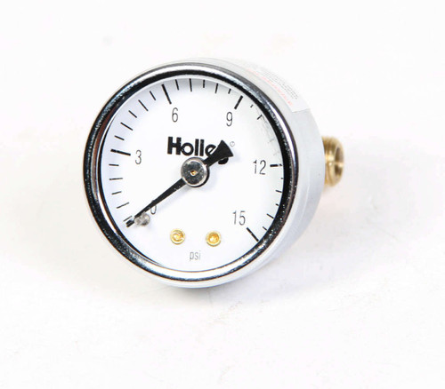 Holley 26-500 Fuel Pressure Gauge 0-15 PSI Mechanical Analog 1.5" White Face