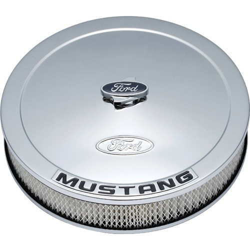 Ford 302-361 13in Chrome Steel Air Cleaner Assembly Mustang Logo