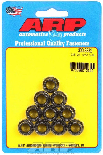 ARP 3/8-24 12 Point Chromoly Nuts Black Oxide 8740 Set of 10 300-8332