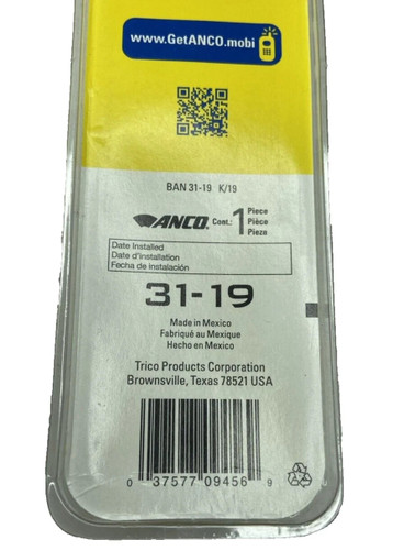 Anco 3119 31 Series Wiper Blade 19 Inch Automotive Windshield Durable