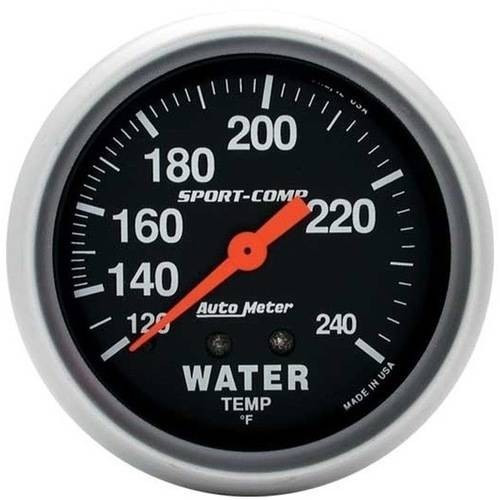 Auto Meter Sport-Comp Water Temperature Gauge 2 5/8 Inch Engine Temp