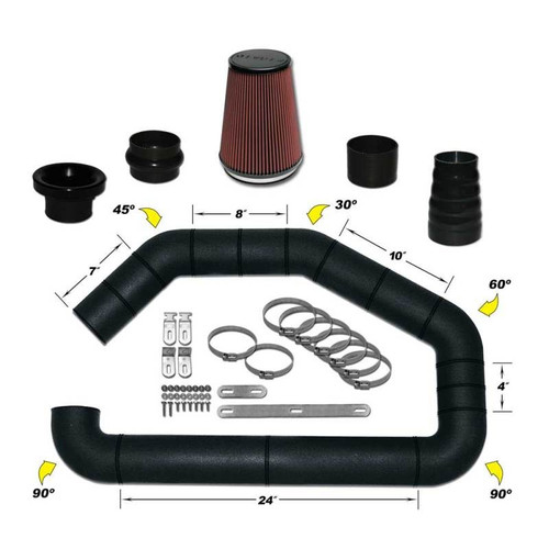 AIRAID 101-400 U-Build-It 4in Universal Air Intake Master Kit Red Filter Black
