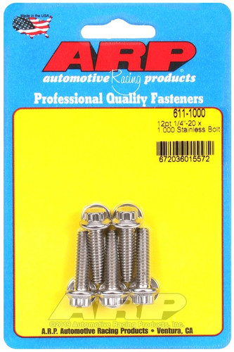 ARP 6111000 1/4-20 Hex Bolts 1 Inch Pack of 5 Grade Fasteners