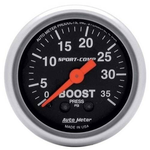 Auto Meter 3304 Sport-Comp Boost Gauge 2-1/16 Inch Turbo PSI Meter