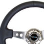 NRG 350mm Reinforced Leather Steering Wheel Black Gunmetal Spokes RST-006GM