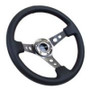 NRG 350mm Reinforced Leather Steering Wheel Black Gunmetal Spokes RST-006GM