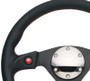 NRG Universal 320mm Black Leather Steering Wheel  Reinforced with Dual Buttons