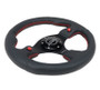NRG Universal 320mm Black Leather Steering Wheel  Reinforced with Dual Buttons