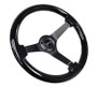 NRG Reinforced 350mm Steering Wheel Black Black Chrome 3-Spoke Center