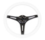 NRG 350mm Classic Wood Grain Steering Wheel White Grip Black 3-Spoke Center