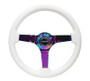 NRG Reinforced 350mm Classic White Steering Wheel Neochrome Spokes
