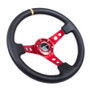 NRG 350mm Leather Steering Wheel Red Spokes Yellow Center Mark RST-006RD-Y
