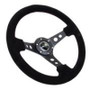 NRG RST-006-S 350mm Black Suede Steering Wheel Black Stitch Cutout Spokes