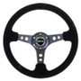 NRG RST-006-S 350mm Black Suede Steering Wheel Black Stitch Cutout Spokes