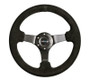 NRG Reinforced 330mm Black Suede Steering Wheel Criss Cross Stitch 3-Spoke