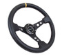 NRG Universal Reinforced Steering Wheel 350mm Black Leather with Yellow Mark