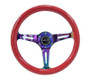 NRG Classic Steering Wheel For Universal 350mm Wood Grain Red Grip ST-015MC-RD