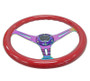 NRG Classic Steering Wheel For Universal 350mm Wood Grain Red Grip ST-015MC-RD