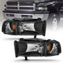 ANZO Crystal Headlights Dodge Ram 2500 3500 1994-2002 Black Housing