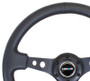 NRG 350mm Steering Wheel Black Leather Reinforced Black Spokes Circle Cutouts