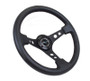 NRG 350mm Steering Wheel Black Leather Reinforced Black Spokes Circle Cutouts