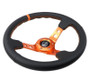 NRG Reinforce 350mm Leather Steering Wheel with Orange Center Mark and Stitching