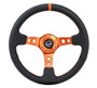 NRG Reinforce 350mm Leather Steering Wheel with Orange Center Mark and Stitching